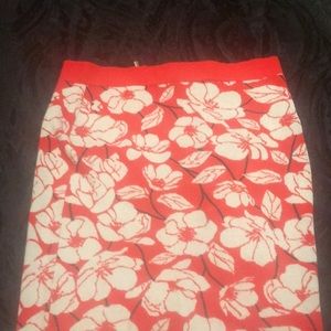 Red and White floral skirt